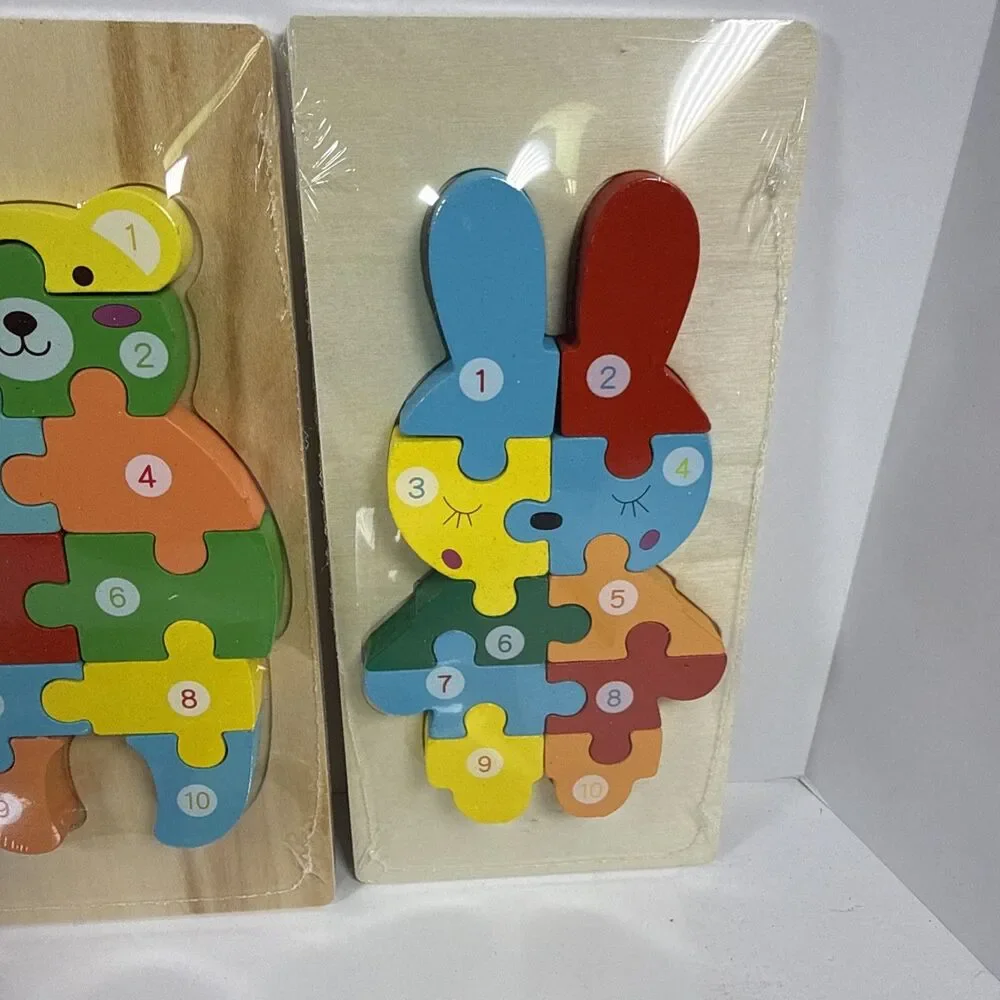 Pack of 8 - Wooden 3D Jigsaw Puzzles With Numbers To Teach Young Ones